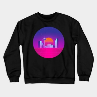 Synthwave 80's neon city Crewneck Sweatshirt